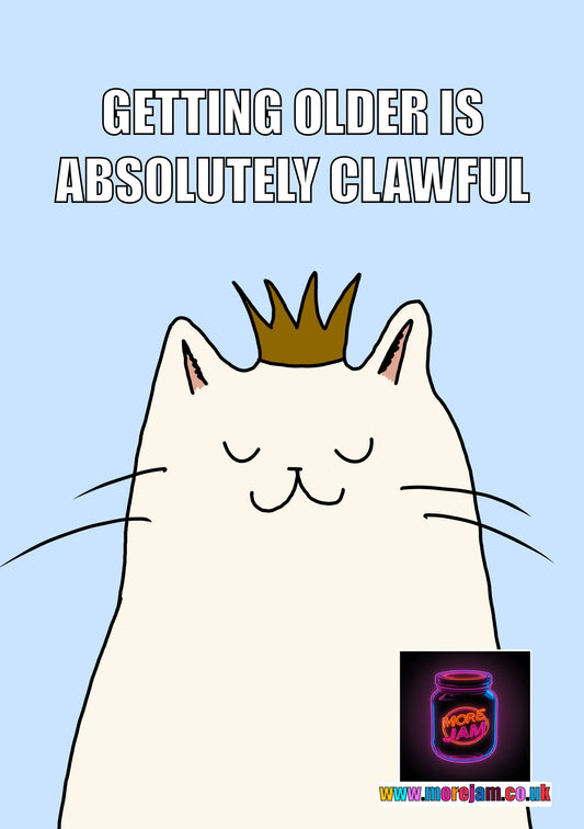 Funny Cat Getting Older Is Clawful | Funny Birthday Card | More Jam