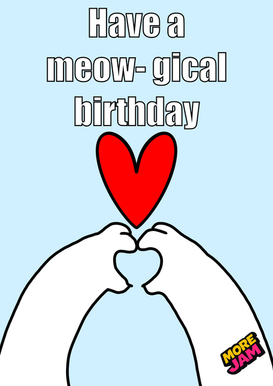 Funny Cat Meow-gical Birthday White Paws | Funny Birthday Card | More Jam