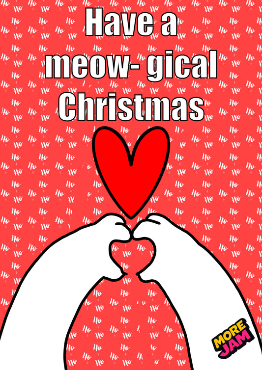 Funny Cat Meow-gical White | Funny Christmas Card | More Jam
