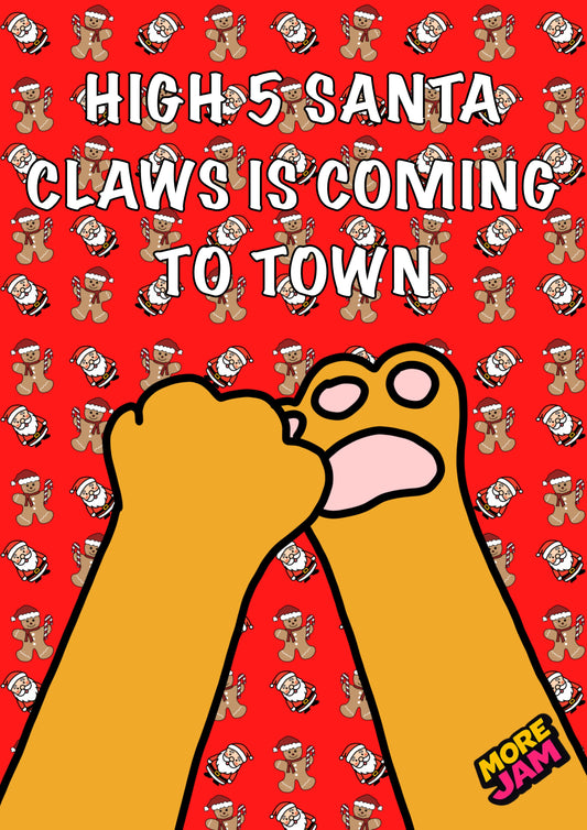 Funny Cat Santa Claws Is Coming To Town Ginger | Funny Christmas Card | More Jam