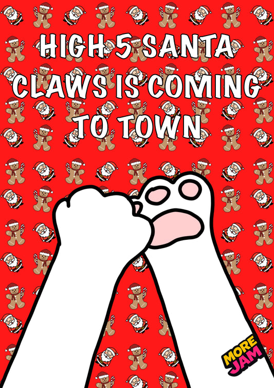 Funny Cat Santa Claws Is Coming To Town White | Funny Christmas Card | More Jam
