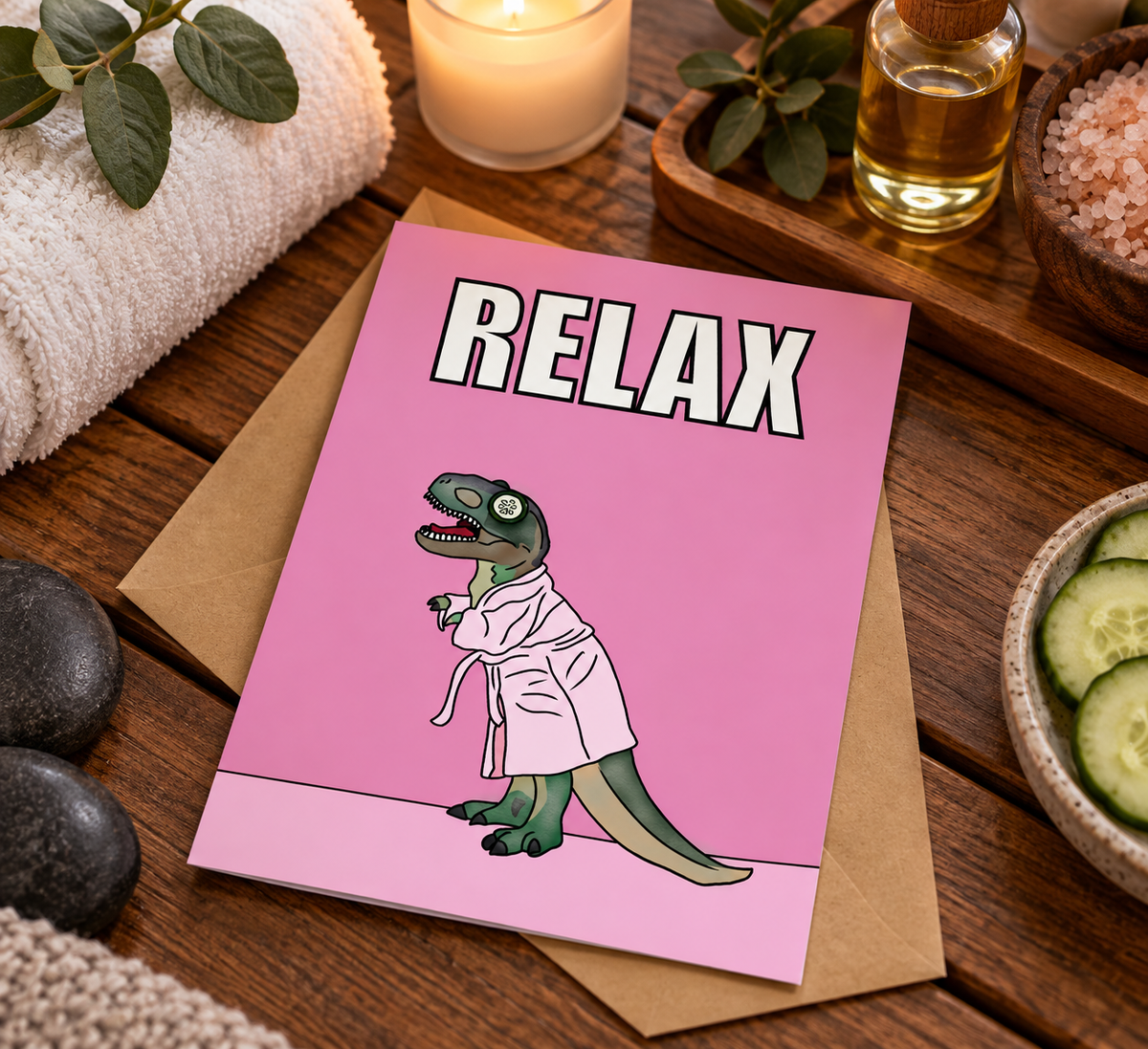 Dinosaur Spa | Funny Birthday Card | More Jam