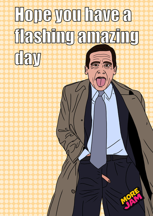 Flashing Good Day | The Office Michael Scott Birthday Card | More Jam