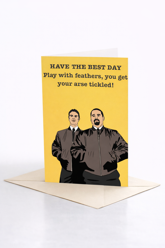 Phoenix Nights Max And Paddy Play With Feathers Card | Funny BBC Comedy Card | More Jam