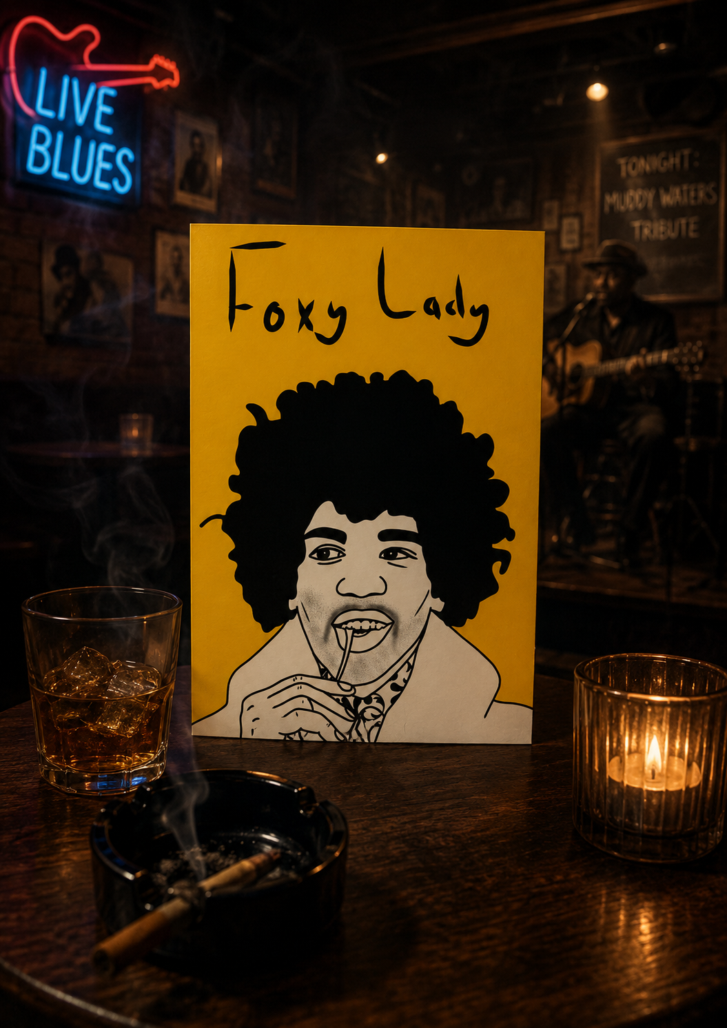 Jimi Hendrix Foxy Lady | Bold Bright Birthday Card | More Jam
