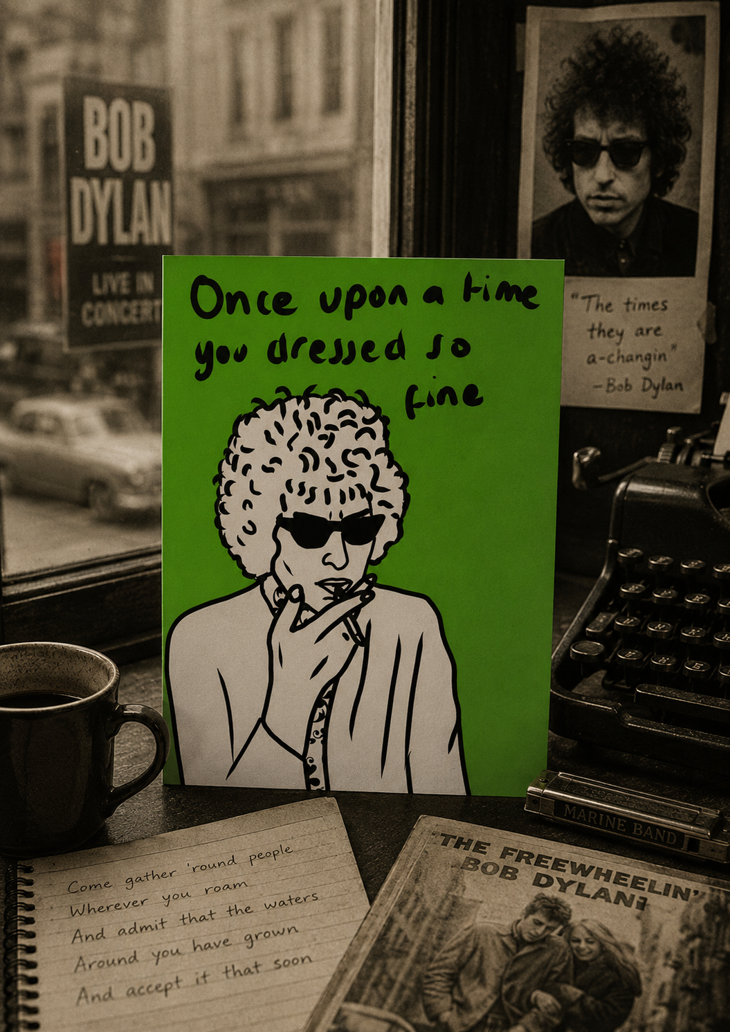 Bob Dylan Like A Rollin Stone | Bold Bright Birthday Card | More Jam