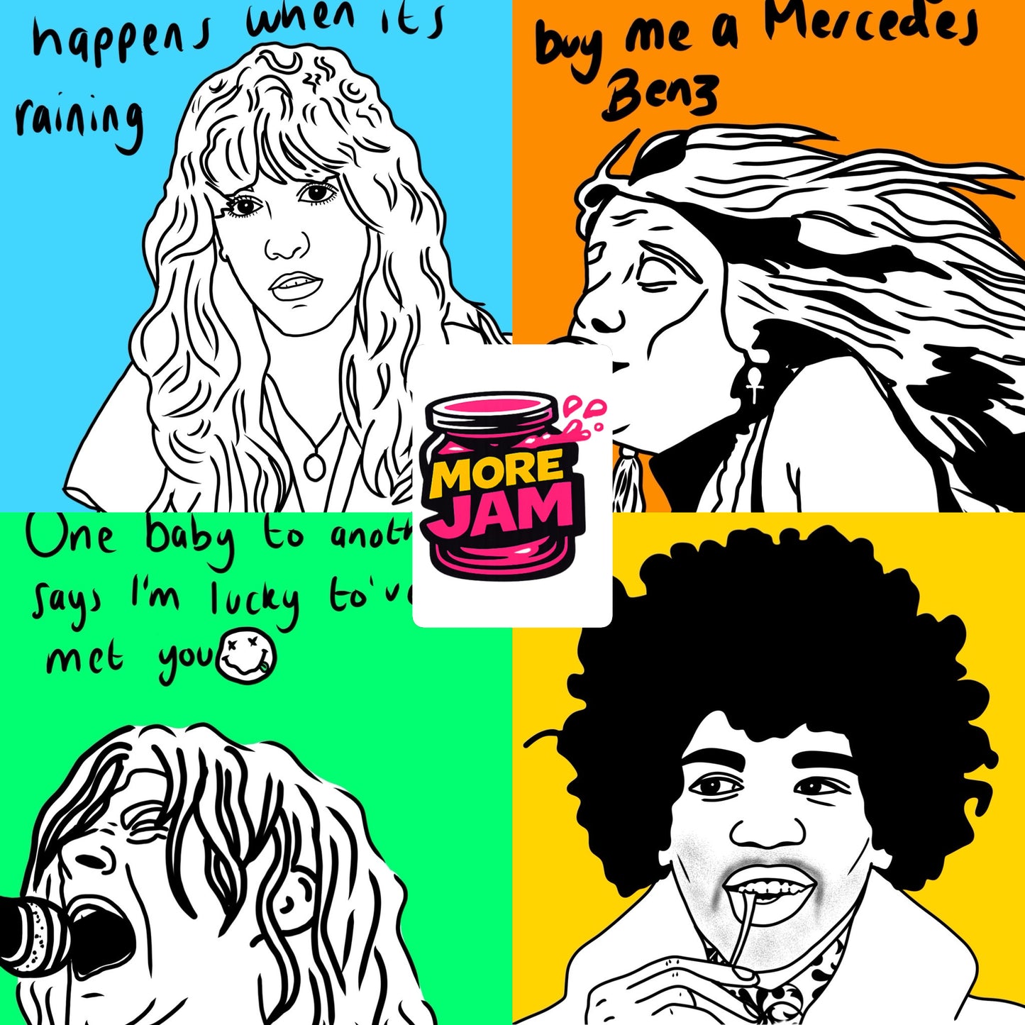 Stevie Nicks Fleetwood Mac | Bold Bright Birthday Card | More Jam