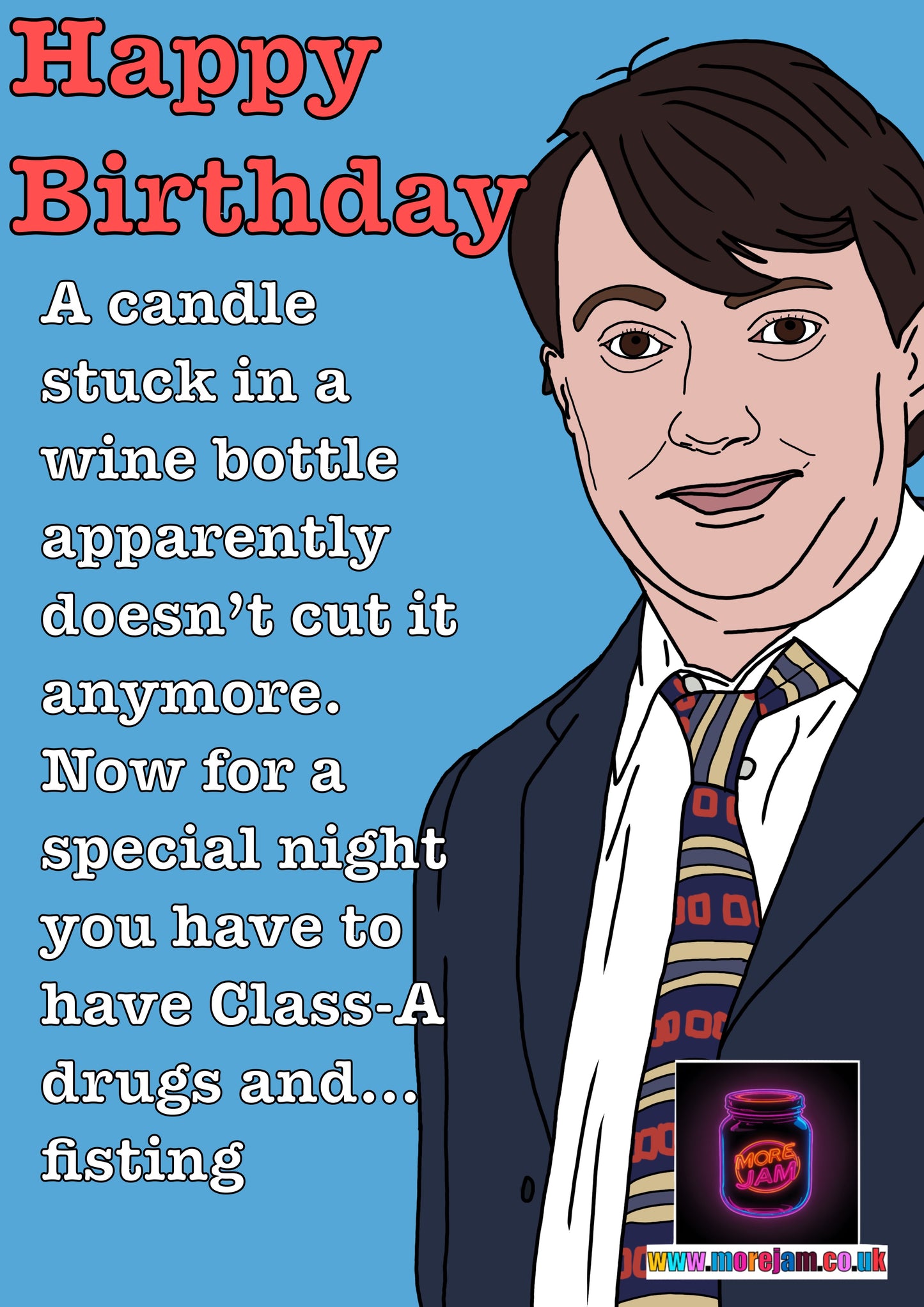 A Candle Stuck In A Wine Bottle | Peep Show Funny Birthday Card