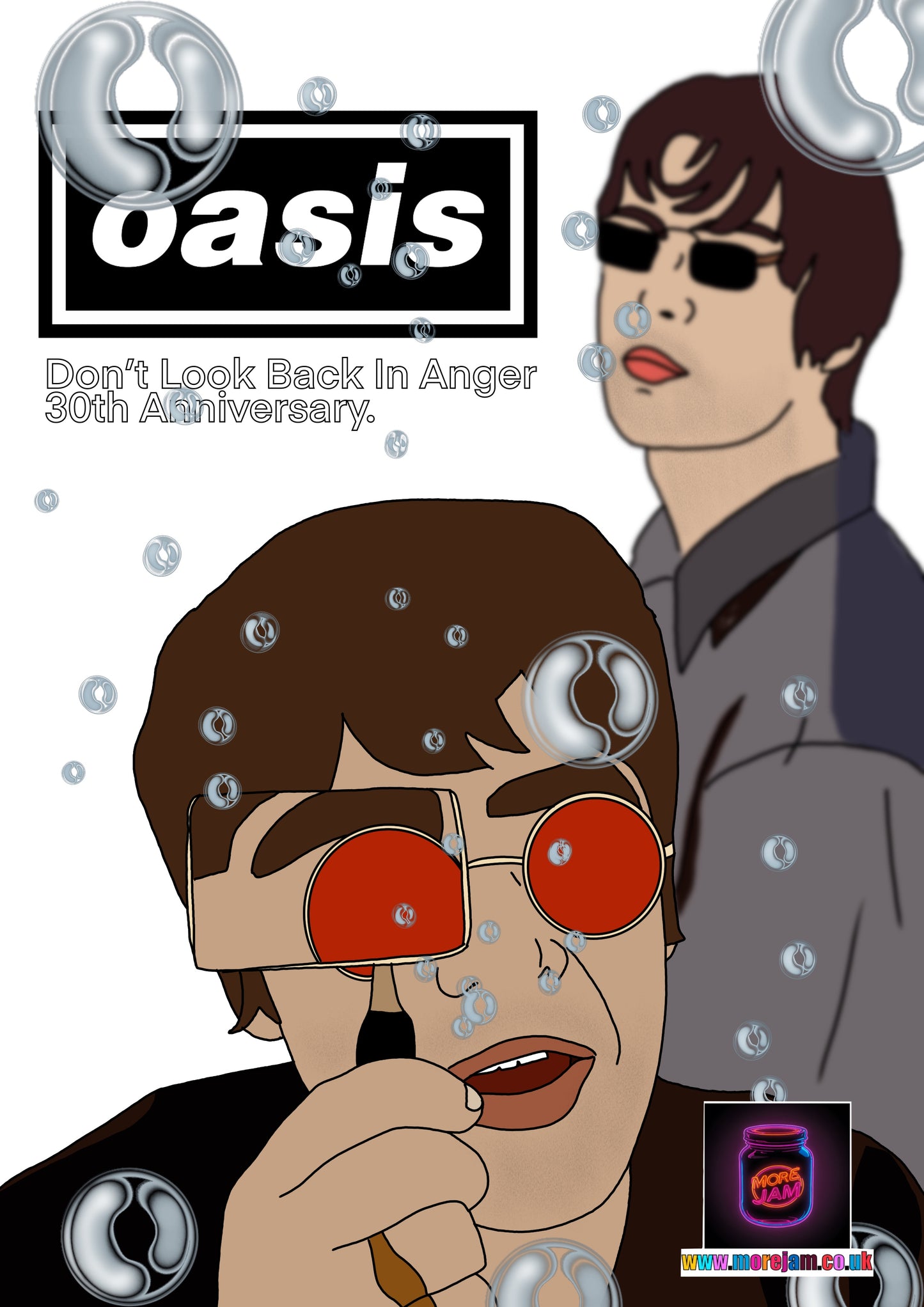 Oasis Don’t Look Back In Anger (Various) Prints UK | Unique A4 Wall Art | More Jam