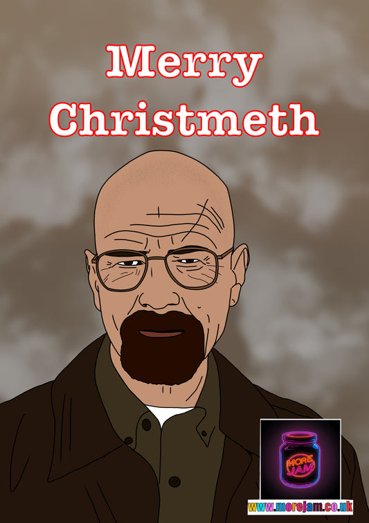 Christmas Card “Merry Christmeth” Breaking Bad Walter White Card | Netflix Series | More Jam