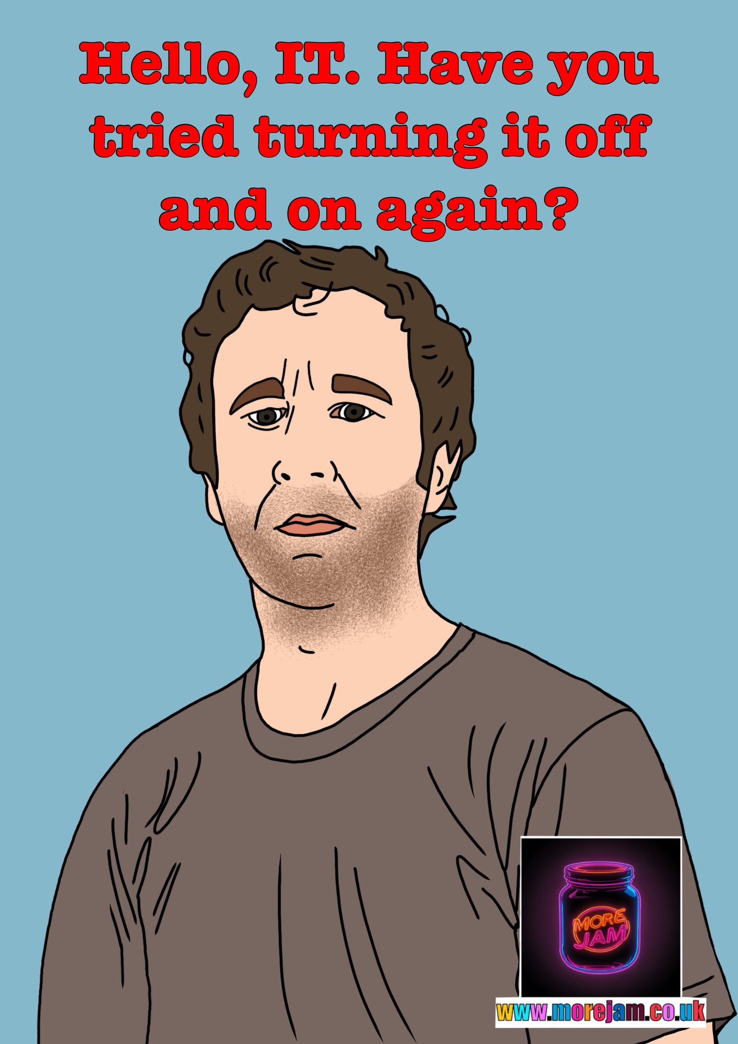 The IT Crowd Roy Hello IT -  Turning It On & Off Card | Channel 4 Comedy Series | More Jam