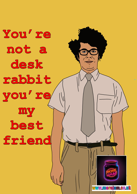The IT Crowd Moss Desk Rabbit Card | Channel 4 Comedy Series | More Jam