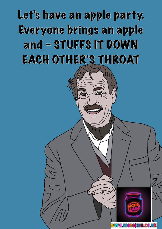 Fawlty Towers Basil Fawlty Apple Party Card Funny BBC Comedy | More Jam
