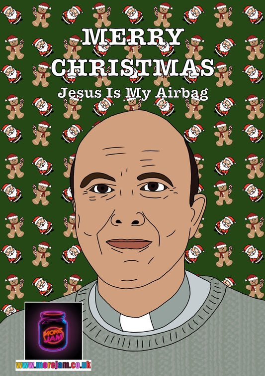 The Vicar Jesus Is My Airbag This Country Christmas Card | Funny BBC Comedy Card | More Jam