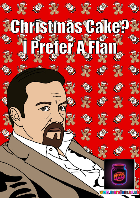 David Brent Christmas Flan Card | Funny The Office UK Card | More Jam