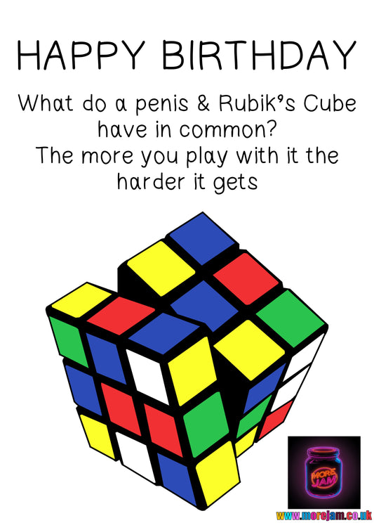 Rubik's Cubes Are Hard | Funny Rude Best Friend Birthday Card | More Jam