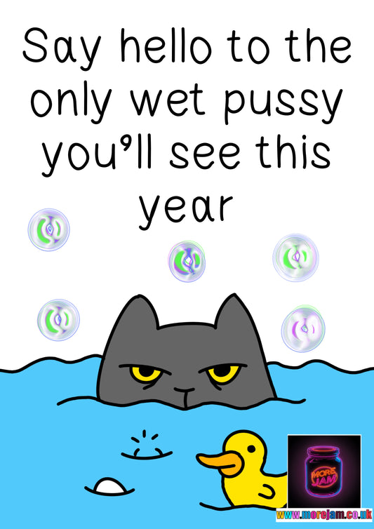 Wet Cat | Funny Rude Boyfriend Birthday Card | More Jam