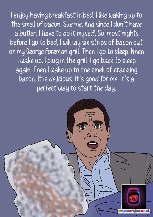 I Enjoy Having Breakfast In Bed | The Office Michael Scott Birthday Card | More Jam
