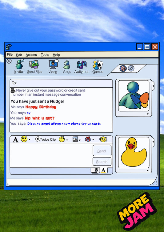 MSN Dido No Angel & Phone Credit | Funny 90s Birthday Card | More Jam