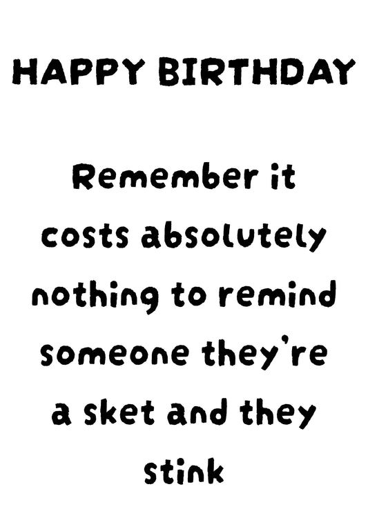 Smelly Sket | Funny Bad Advice Birthday Card | More Jam