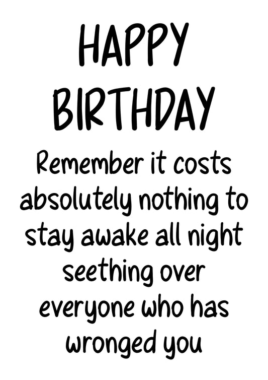 Staying Awake & Seething | Funny Bad Advice Birthday Card | More Jam