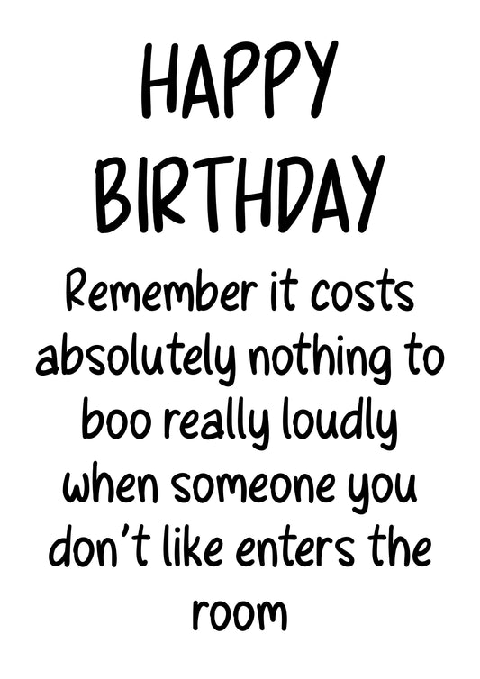 Boo Loudly| Funny Bad Advice Birthday Card | More Jam