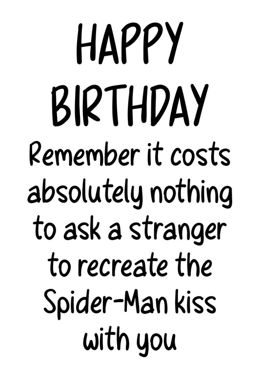 Recreate The Spider-Man Kiss | Funny Bad Advice Birthday Card | More Jam