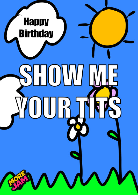 Get Your Tits Out | Funny Rude Girlfriend Birthday Card | More Jam