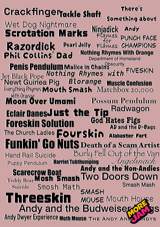 Andy Dwyers Band Names | Parks & Recreation Birthday Card | More Jam