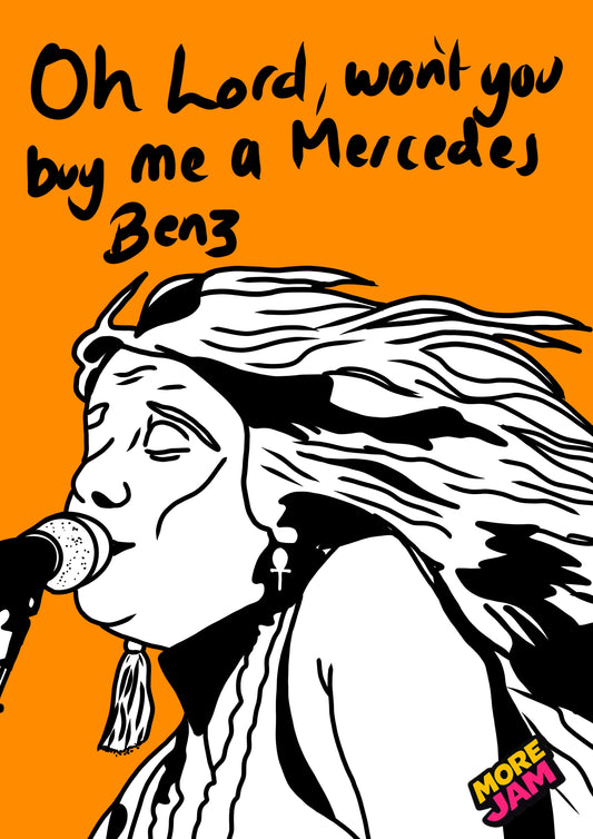 Janis Joplin Mercedes Benz | Bold Bright Birthday Card | More Jam