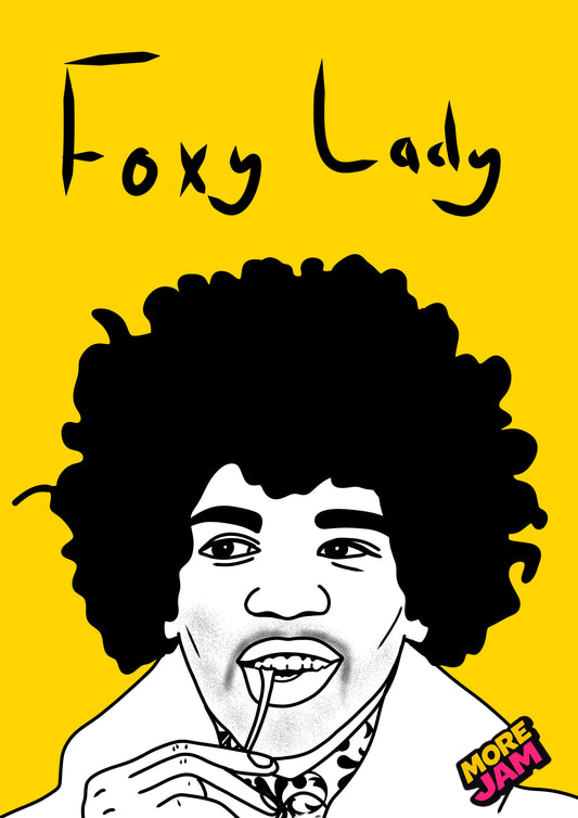 Jimi Hendrix Foxy Lady | Bold Bright Birthday Card | More Jam