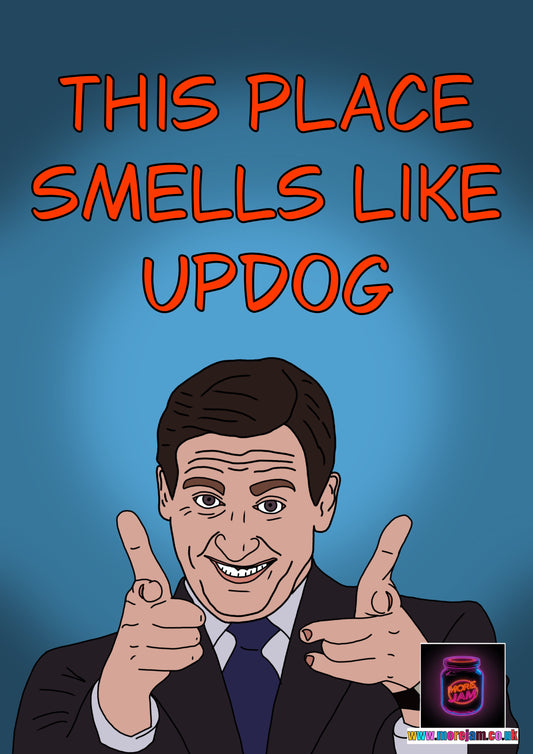 This Place Smells Like Updog | The Office Michael Scott Birthday Card | More Jam