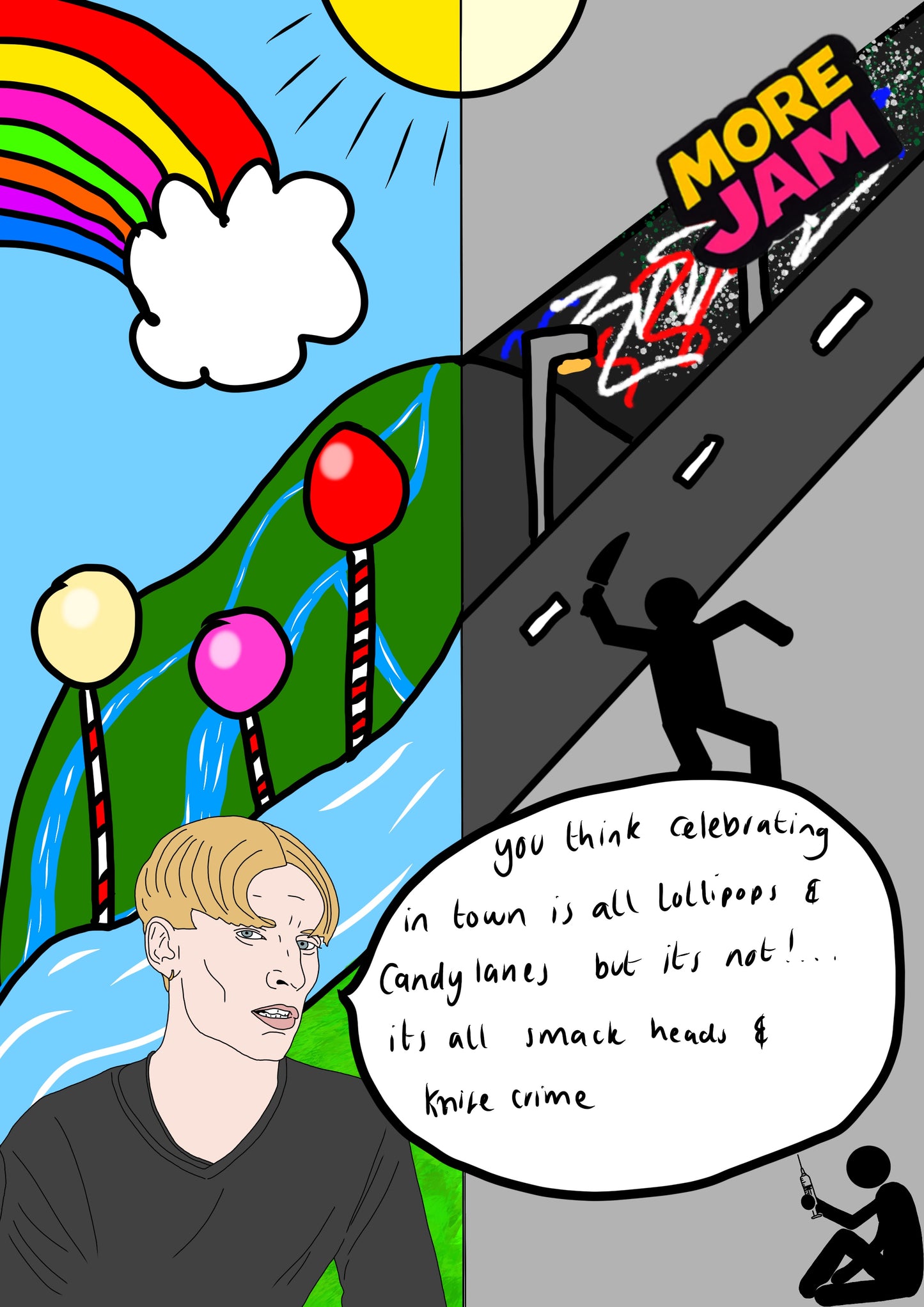 Lollipops & Candy Lanes/ Smackheads & Knife Crime | Funny Kurtan This Country Birthday Card | More Jam