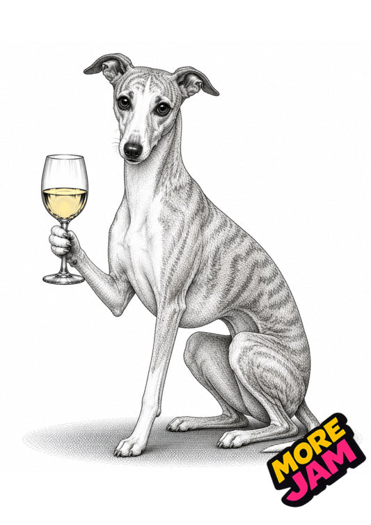 Sophisticated Whippet Print UK | Unique A4 Wall Art | More Jam