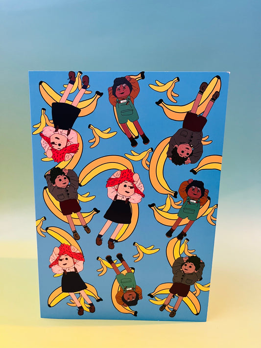 Any Occasion Card Plain Falling Tots Design Limited Edition
