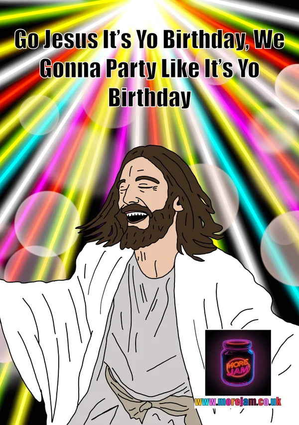Partying Hard Jesus | Funny Christmas Card | More Jam