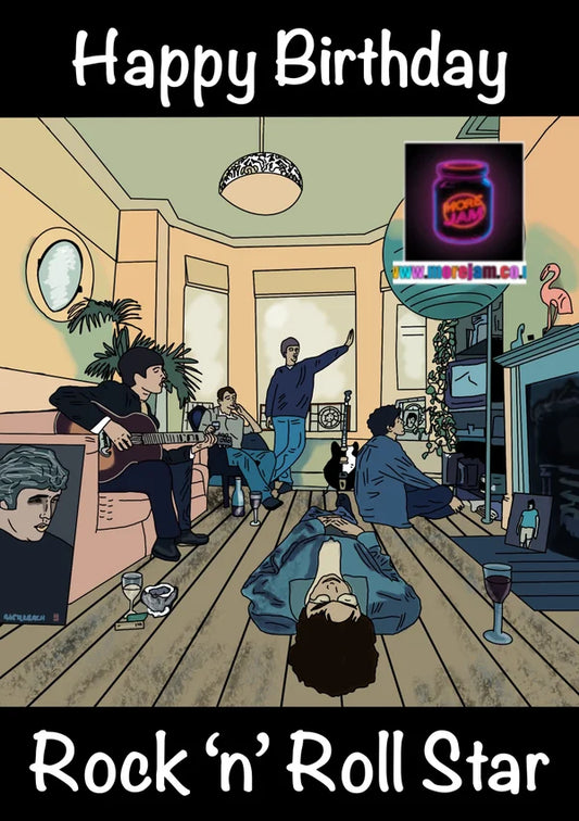 Happy Birthday Rock n Roll Star | Oasis Birthday Card | More Jam