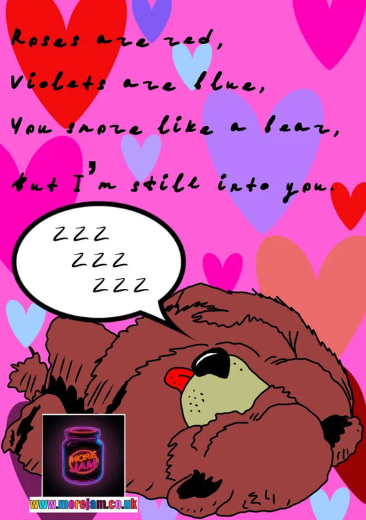 Snoring Love Valentine's Day Card | More Jam