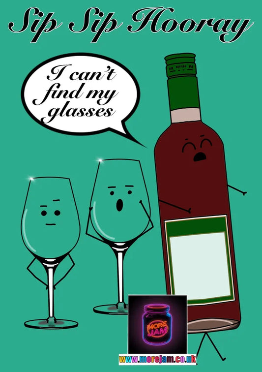 Sip Sip Hooray Red Wine Any Occasion Card | More Jam
