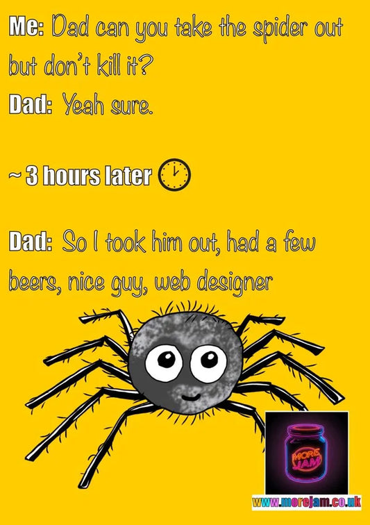 Spider Dad Joke | Funny Dad Joke Card | More Jam