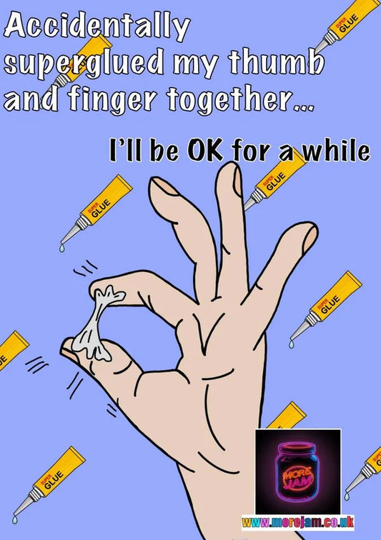 Superglue Dad Joke | Funny Joke Card | More Jam