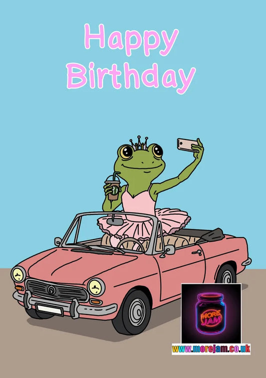 Frog Selfie Princess | Funny Cute Birthday Card | More Jam