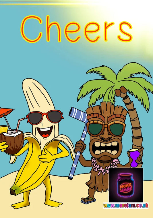 Tiki & Banana Cheers! | Funny Thank You Card | More Jam