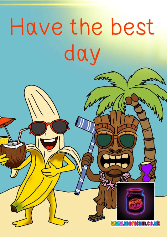 Tiki & Banana | Funny Greetings Card | More Jam