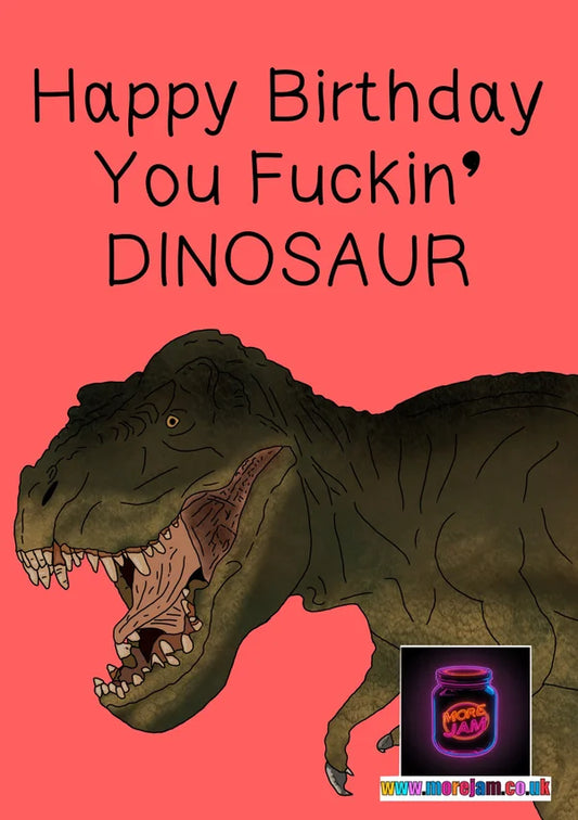 Happy Birthday you Dinosaur | Funny Dinosaur Birthday Card | More Jam