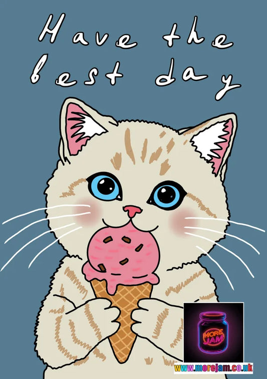 Ice-Cream Cat | Cute Cat Card | More Jam