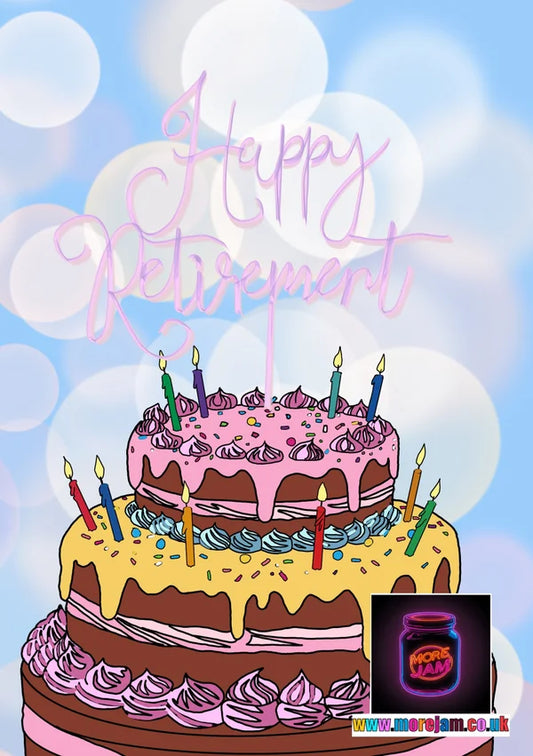 Happy Retirement Cake Pink | Retirement Card | More Jam