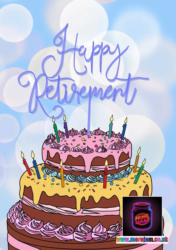 Happy Retirement Cake Blue | Retirement Card | More Jam