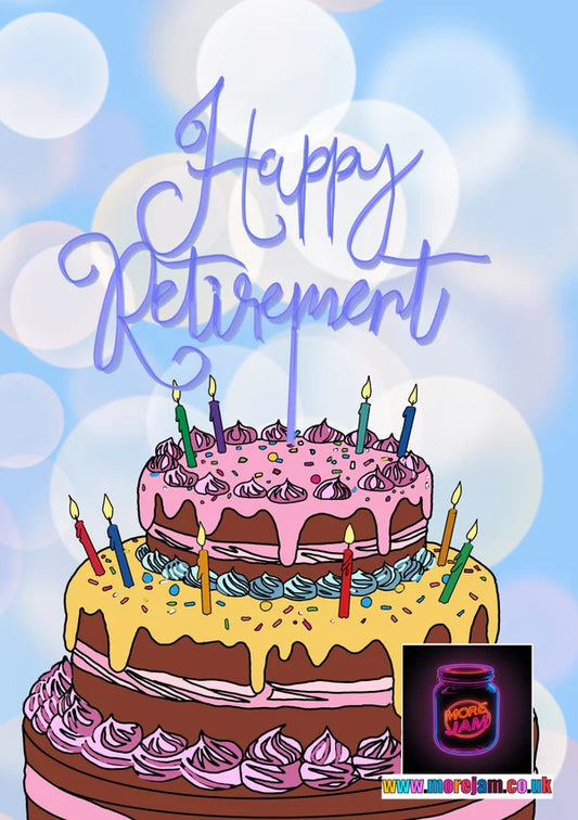 Happy Retirement Cake Blue | Retirement Card | More Jam