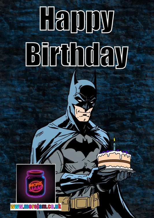 Batman with Cake | DC Batman Birthday Card | More Jam